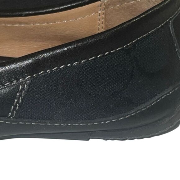 Coach Sarah Black Leather C Logo Ribbon Bow Accent Slip On Flats Size 7.5 - Picture 8 of 10
